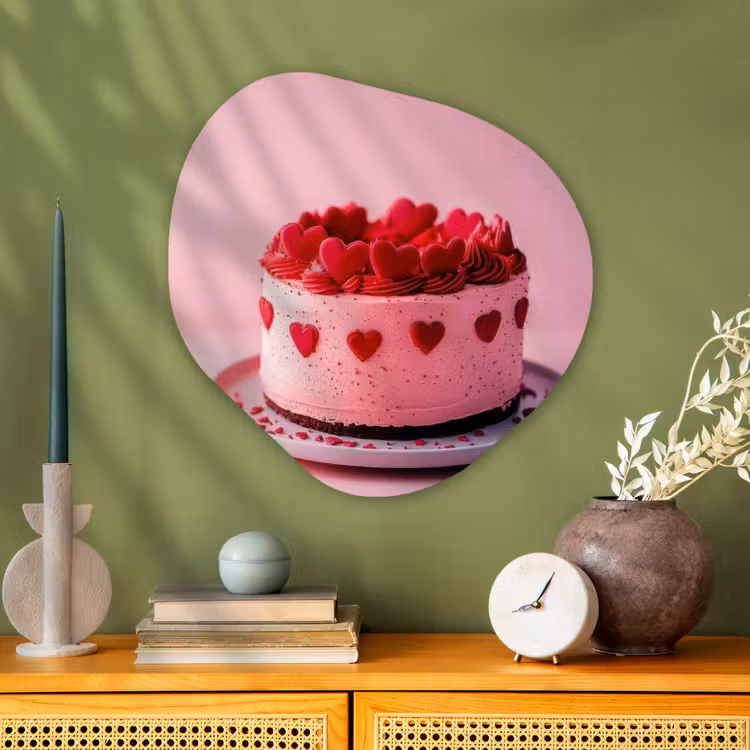 Organisch schilderij - Glas - Taart - Hart - Roze — 2