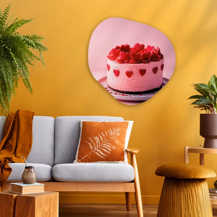 Organisch schilderij - Glas - Taart - Hart - Roze — 3