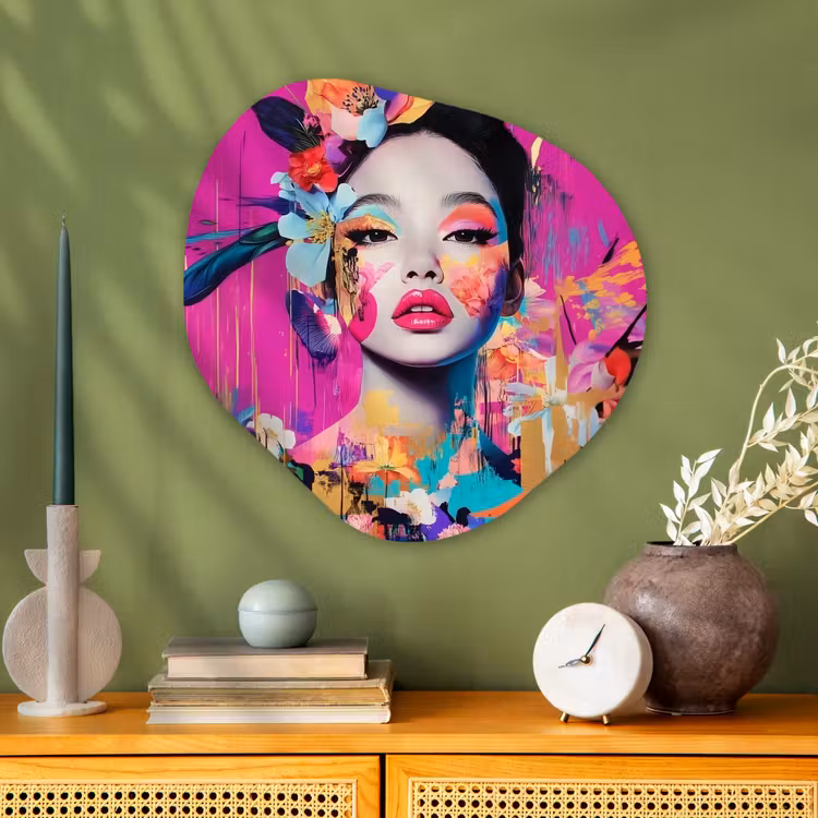 Organisch schilderij - Glas - Vrouw - Portret - Abstract - Paars — 2
