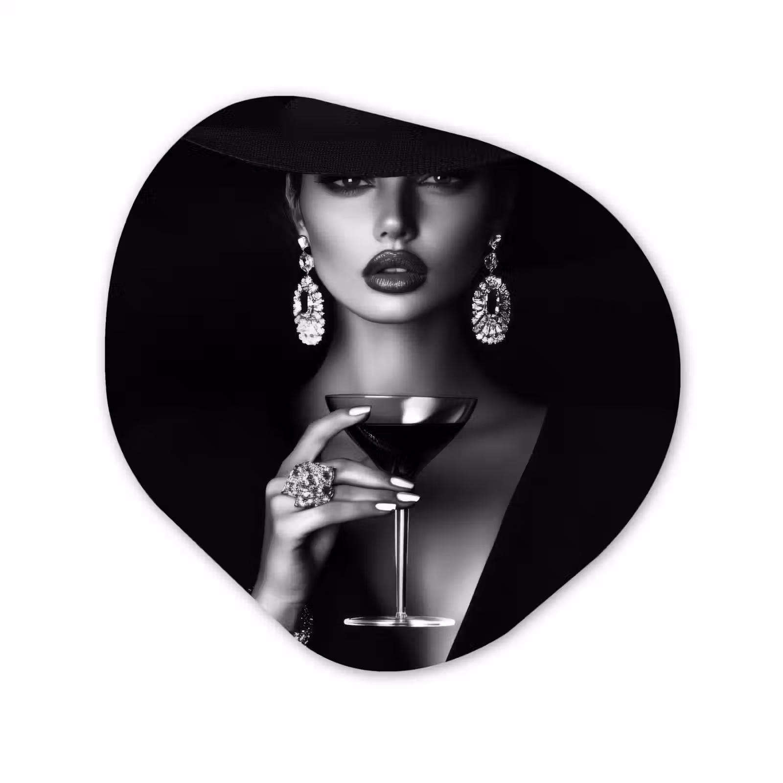 Organisch schilderij - Glas - Vrouw - Cocktail - Chic — 1