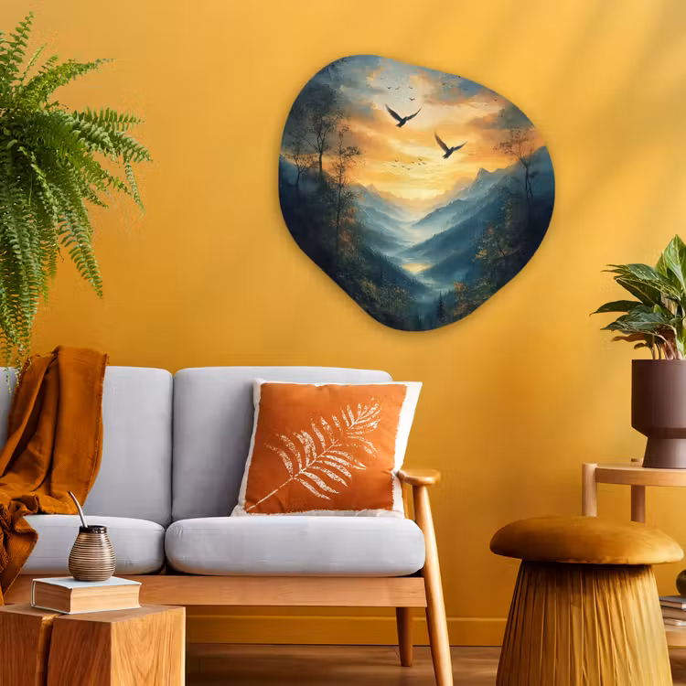 Organisch schilderij - Glas - Vogels - Zon - Bomen - Groen — 3