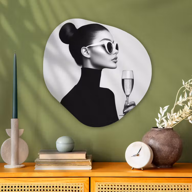 Organisch schilderij - Glas - Vrouw - Champagne - Modern — 2