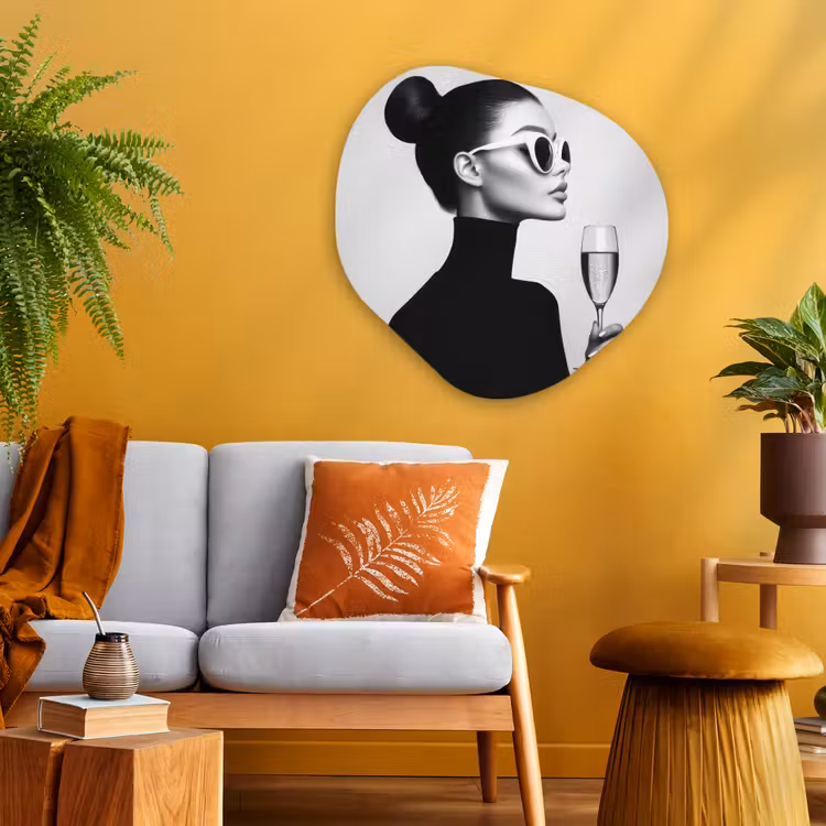 Organisch schilderij - Glas - Vrouw - Champagne - Modern — 3