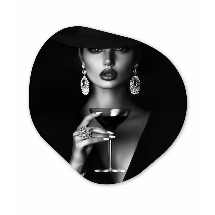Organisch schilderij - Glas - Vrouw - Cocktail - Chic — 1