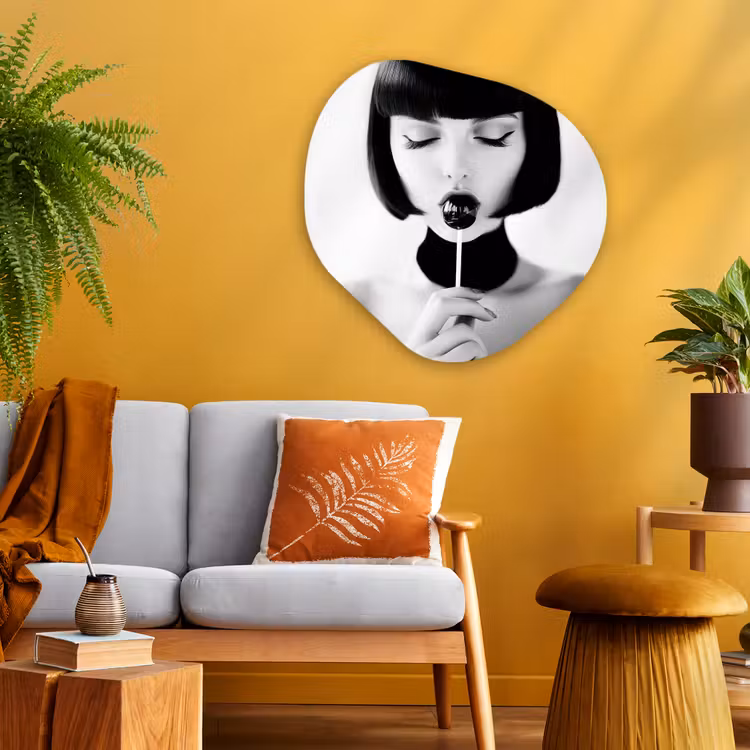 Organisch schilderij - Glas - Vrouw - Lolly - Zwart - Wit — 3