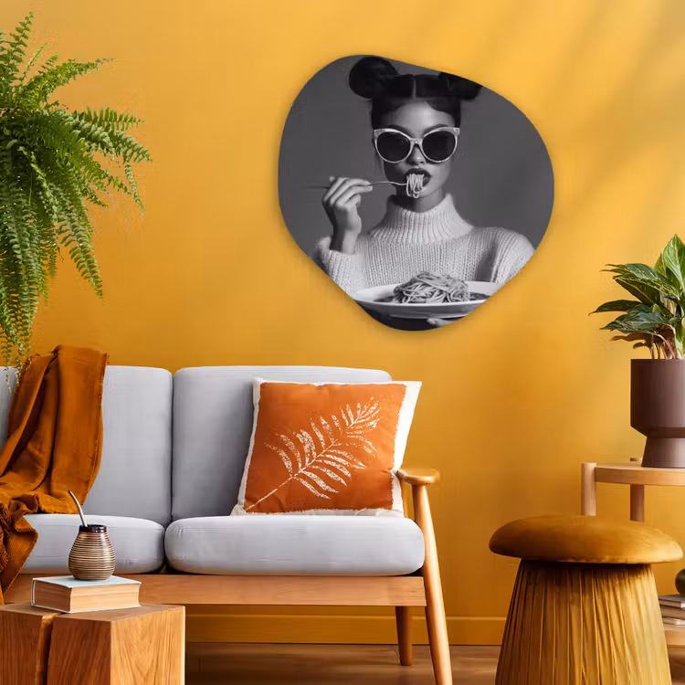 Organisch schilderij - Glas - Vrouw - Pasta - Zonnebril — 3
