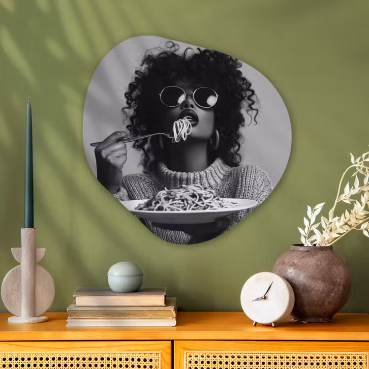 Organisch schilderij - Glas - Vrouw - Pasta - Zwart - Wit — 2