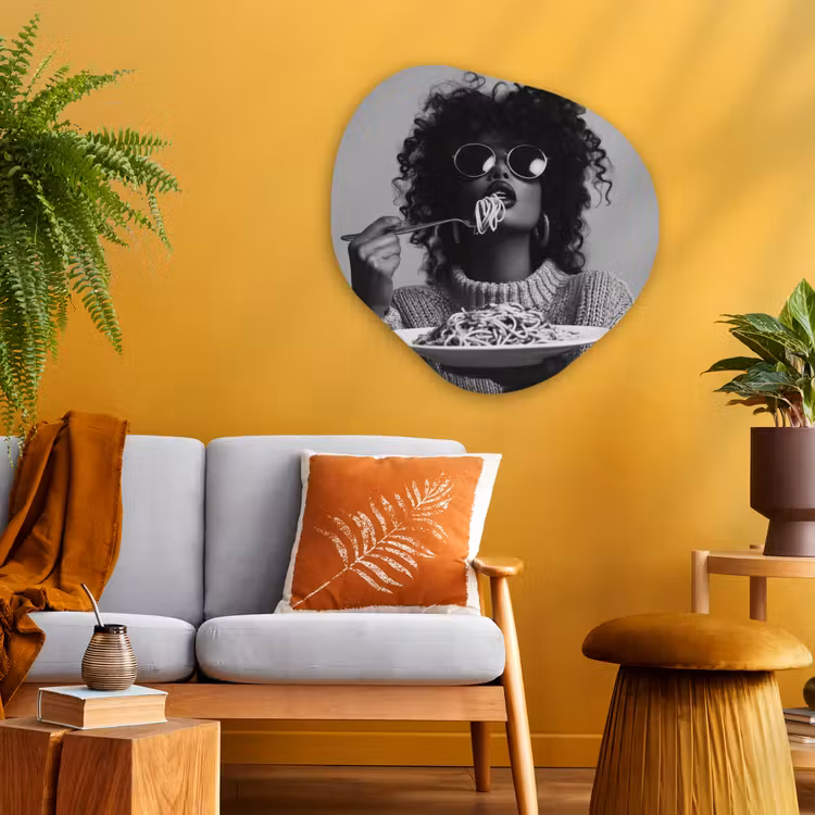 Organisch schilderij - Glas - Vrouw - Pasta - Zwart - Wit — 3