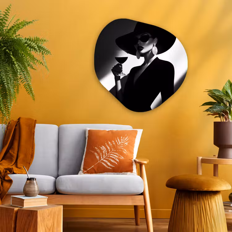 Organisch schilderij - Glas - Vrouw - Wijn - Chic — 3