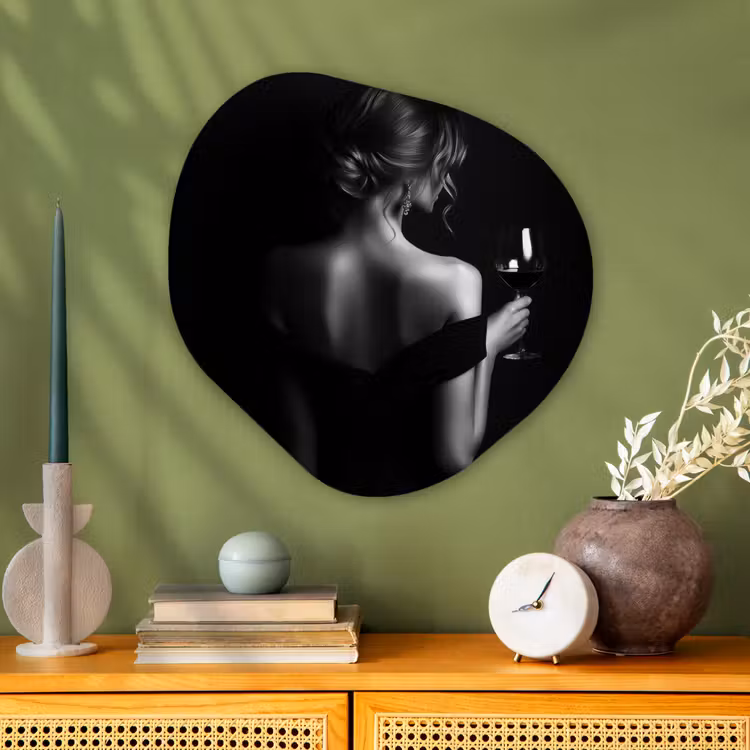 Organisch schilderij - Glas - Vrouw - Wijn - Jurk — 2