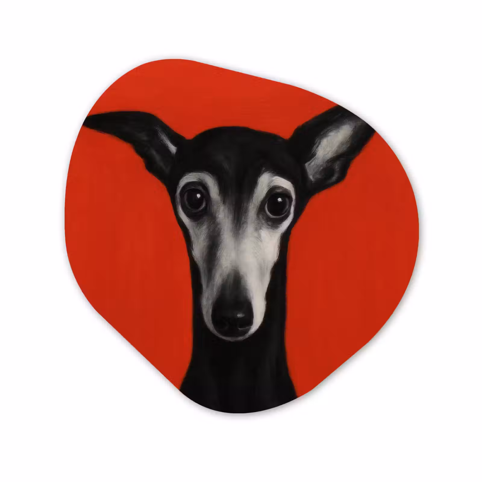 Organisch schilderij - Forex - Windhond - Minimalistisch - Rood — 1