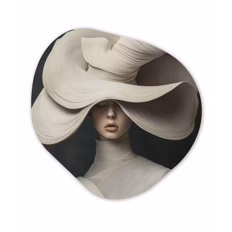 Organisch schilderij - Glas - Modern - Vrouw - Hoed — 1