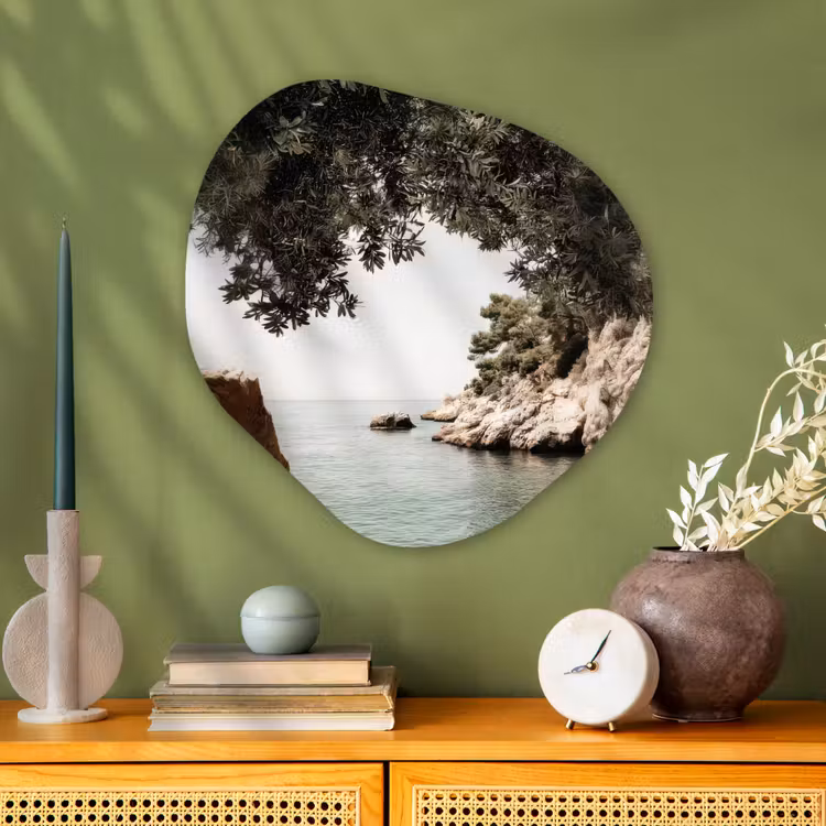 Organisch schilderij - Glas - Rotsen - Zee - Boom - Groen — 2