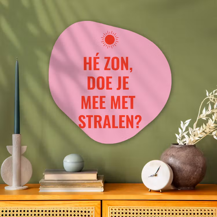 Organisch schilderij - Glas - Roze - Zon - Quote — 2
