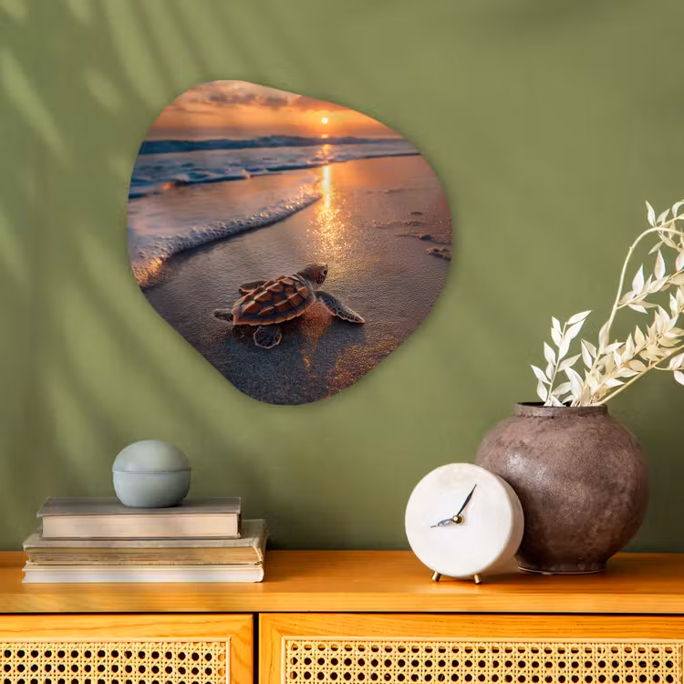 Organisch schilderij - Forex - Schildpad - strand - Zonsondergang — 2