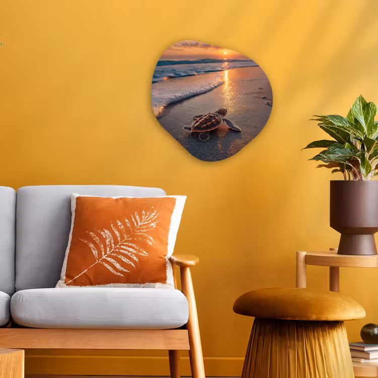 Organisch schilderij - Forex - Schildpad - strand - Zonsondergang — 3