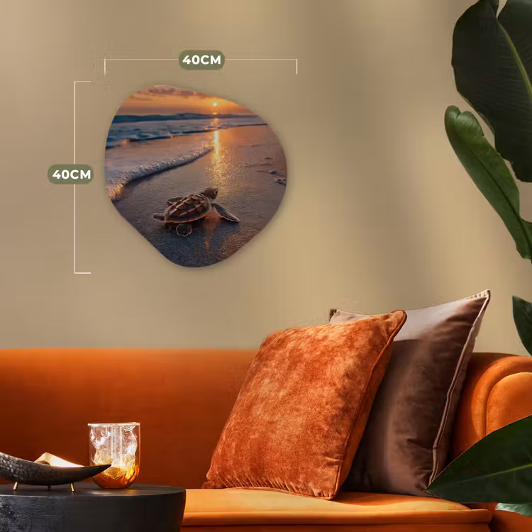 Organisch schilderij - Forex - Schildpad - strand - Zonsondergang — 4