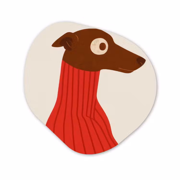 Organisch schilderij - Forex - Silhouet - Hond - Trui - Rood — 1