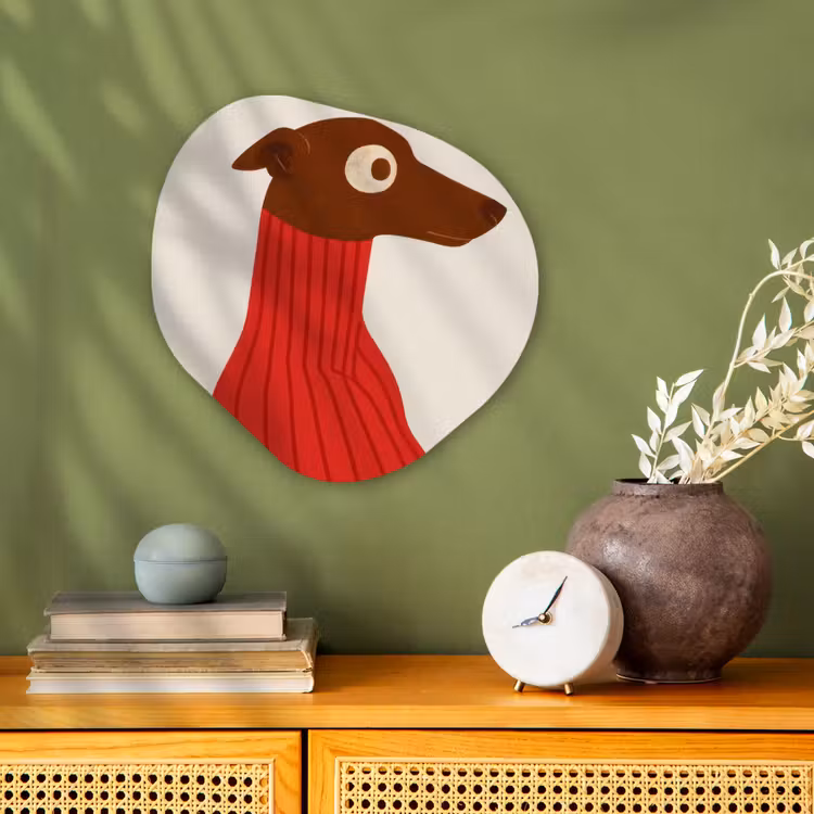 Organisch schilderij - Forex - Silhouet - Hond - Trui - Rood — 2