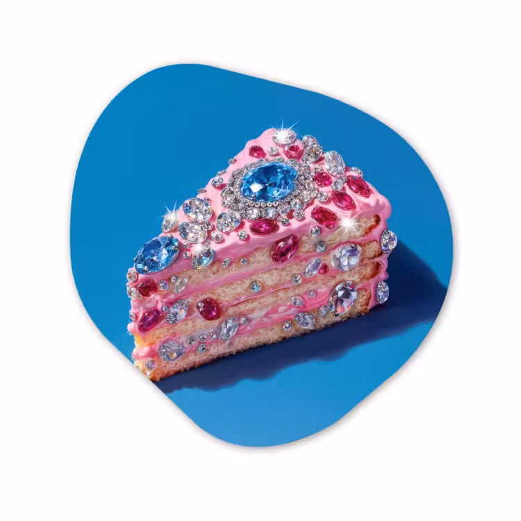 Organisch schilderij - Glas - Taart - Edelstenen - Glitters - Roze — 1