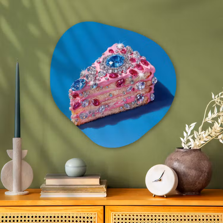 Organisch schilderij - Glas - Taart - Edelstenen - Glitters - Roze — 2
