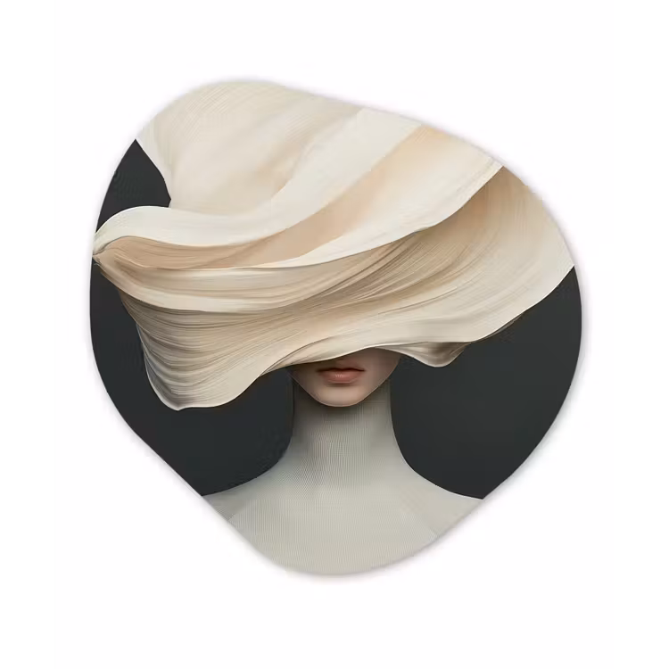 Organisch schilderij - Glas - Vrouw - Beige - hoed — 1