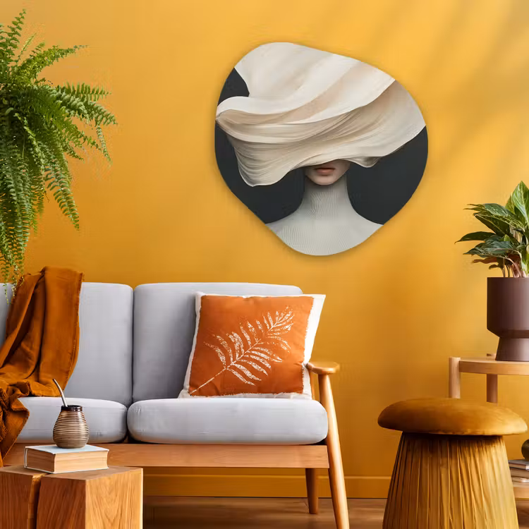 Organisch schilderij - Glas - Vrouw - Beige - hoed — 3