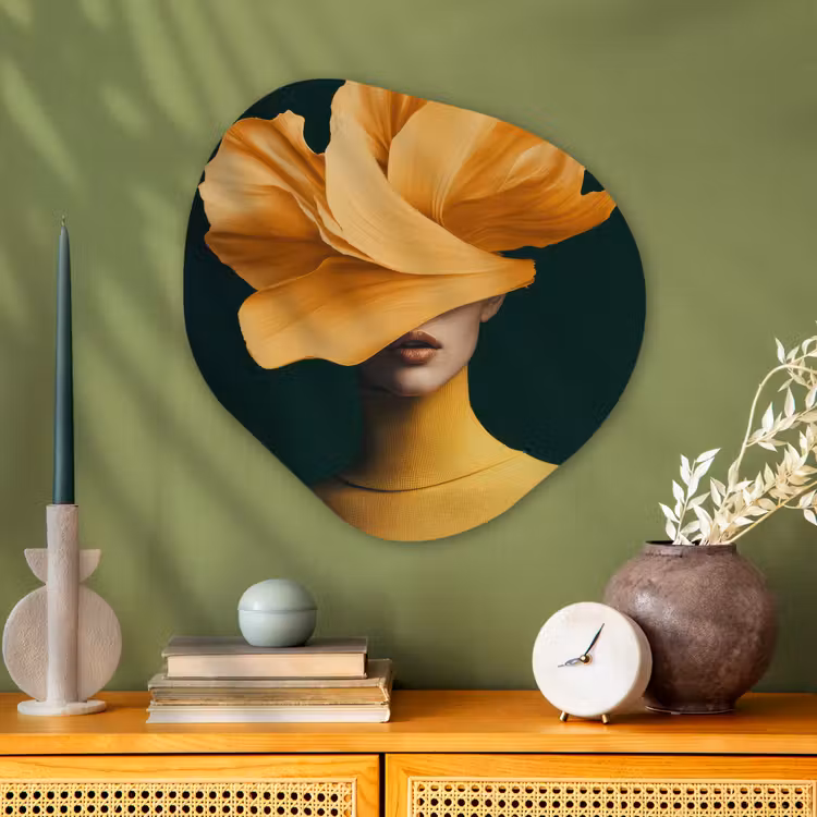 Organisch schilderij - Glas - Vrouw - Hoed - Geel — 2