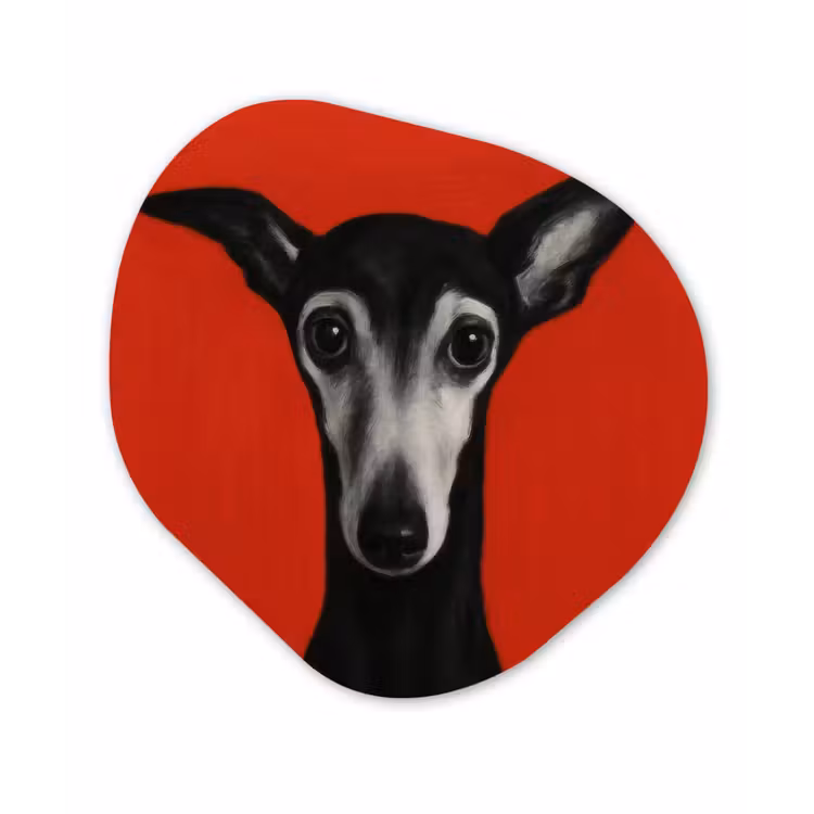 Organisch schilderij - Forex - Windhond - Minimalistisch - Rood — 1