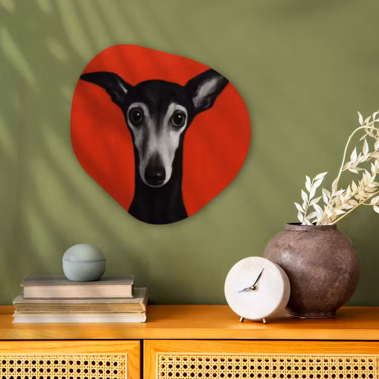 Organisch schilderij - Forex - Windhond - Minimalistisch - Rood — 2