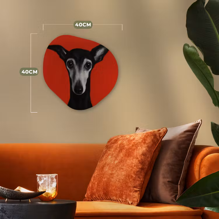 Organisch schilderij - Forex - Windhond - Minimalistisch - Rood — 4