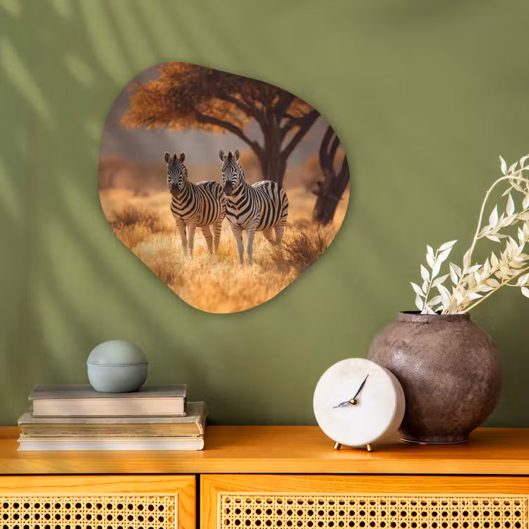 Organisch schilderij - Forex - Zebra's - Savannelandschap - Gras — 2