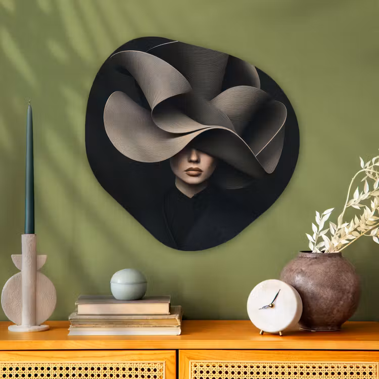 Organisch schilderij - Glas - Zwarte - Hoed - Vrouw — 2