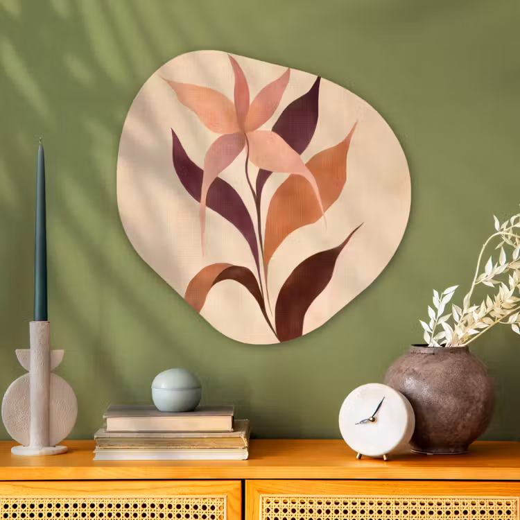 Organisch schilderij - Glas - Minimalistisch - Bloem - Bladeren - Beige — 2