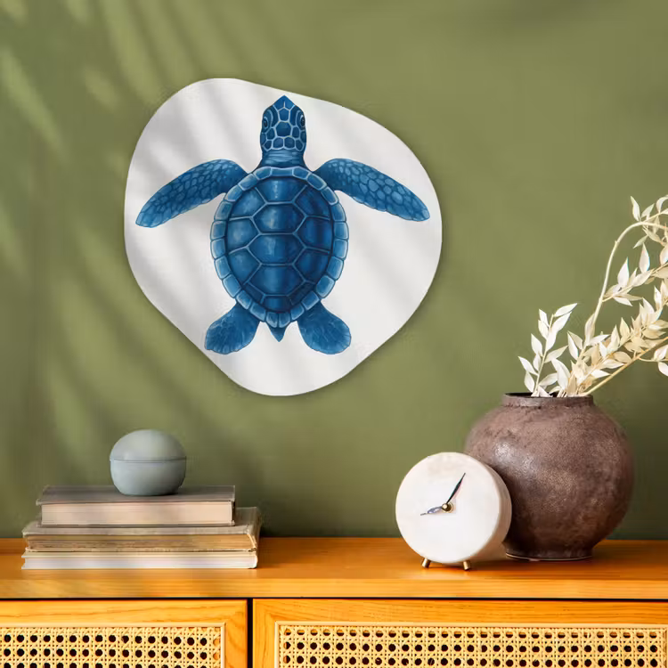 Organisch schilderij - Forex - Schildpad - Blauw - Schild — 2