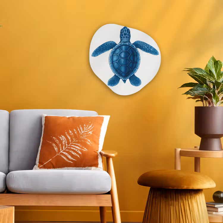 Organisch schilderij - Forex - Schildpad - Blauw - Schild — 3