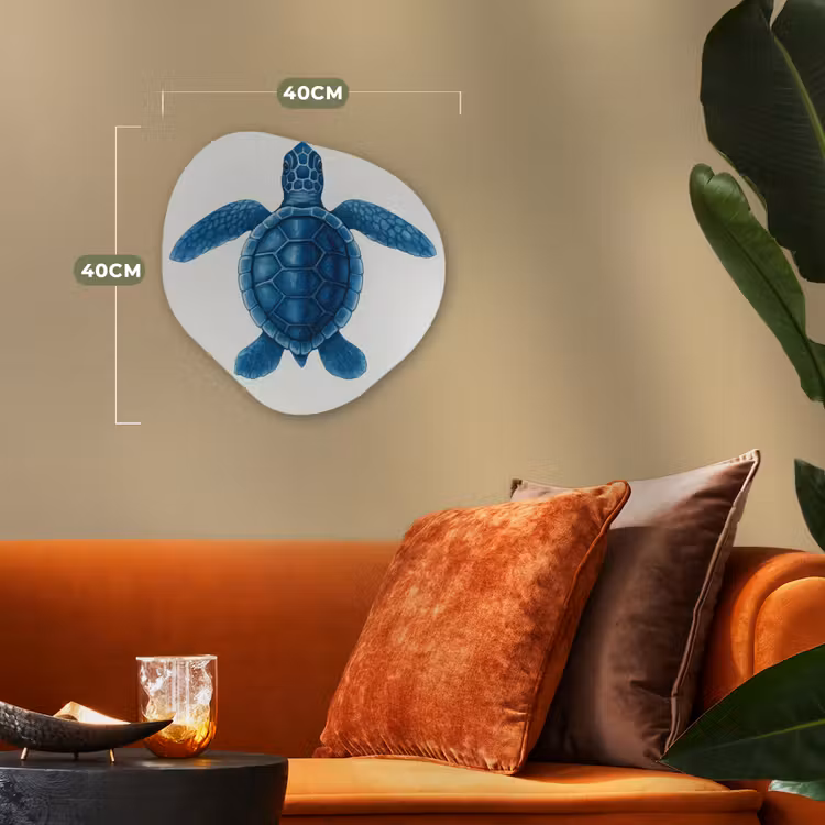 Organisch schilderij - Forex - Schildpad - Blauw - Schild — 4