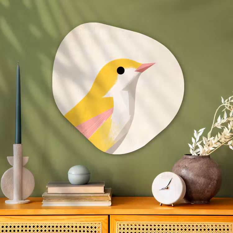 Organisch schilderij - Glas - Vogel - Minimalistisch - Geel — 2