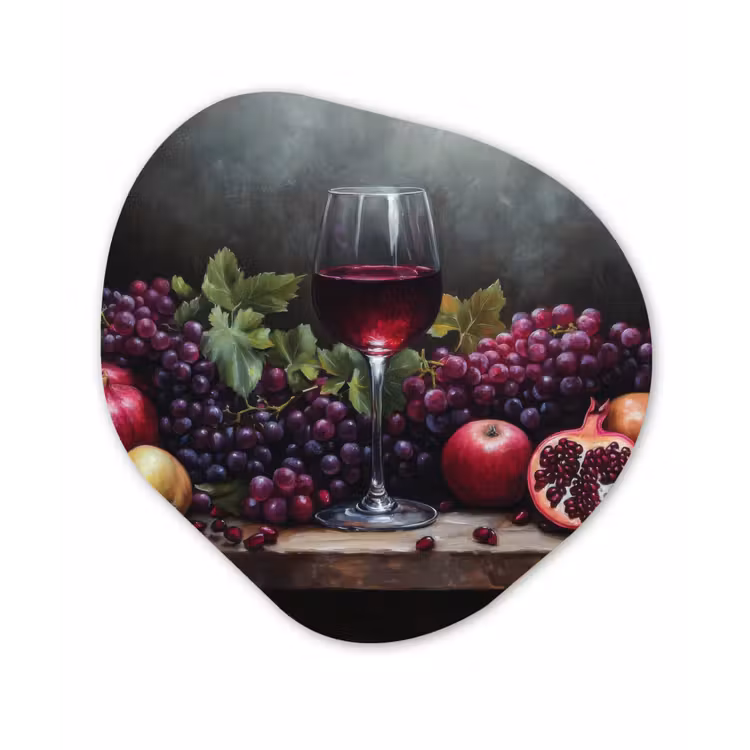 Organisch schilderij - Glas - Wijn - Fruit - Stilleven — 1