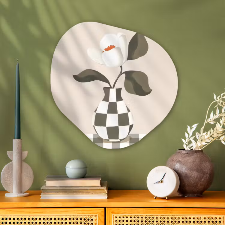 Organisch schilderij - Glas - Vaas - Geruit - Groen - Bloem — 2