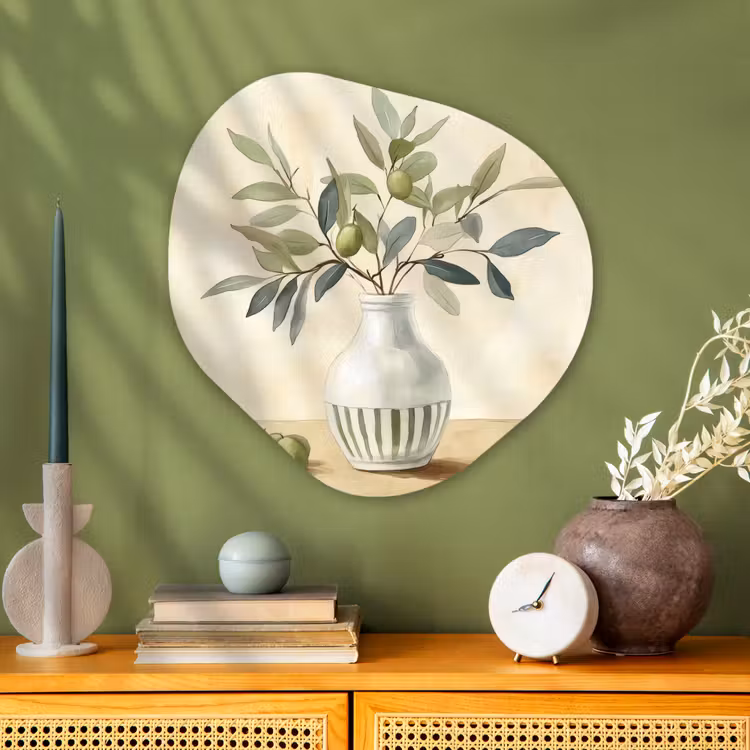 Organisch schilderij - Glas - Vaas - Keramiek - Olijftakken — 2