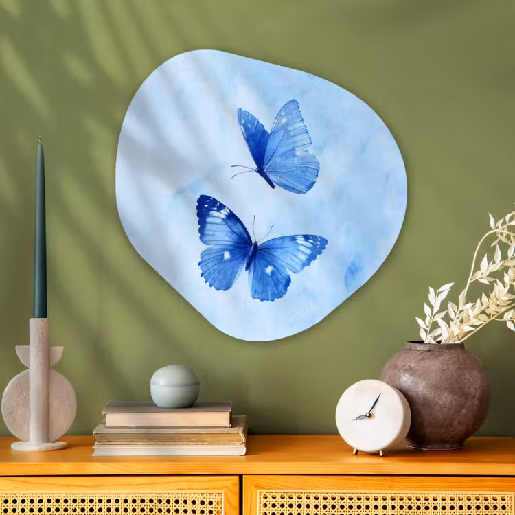 Organisch schilderij - Glas - Vlinders - Sierlijk - Blauw — 2