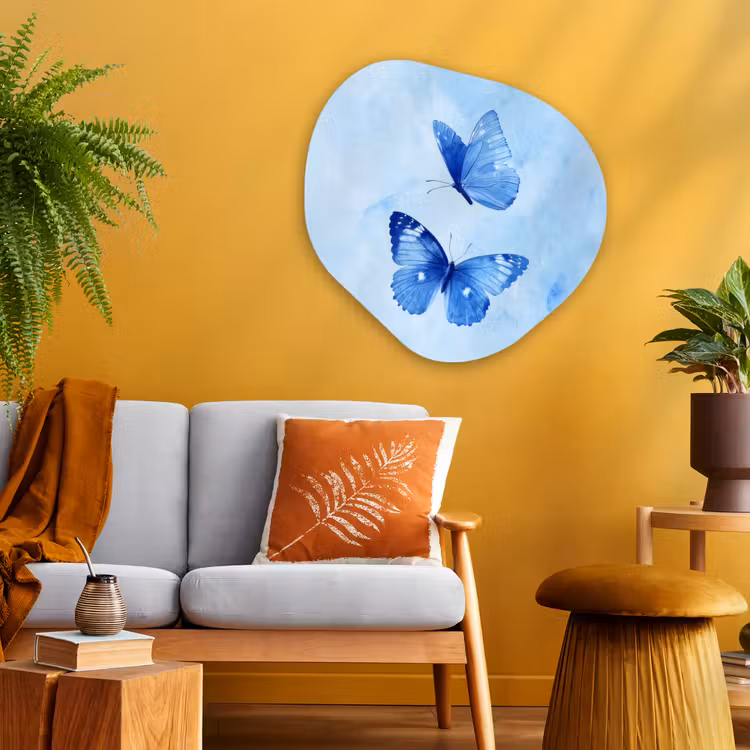 Organisch schilderij - Glas - Vlinders - Sierlijk - Blauw — 3