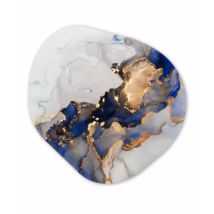 Organisch schilderij - Forex - Marmer - Blauw - Goud — 1