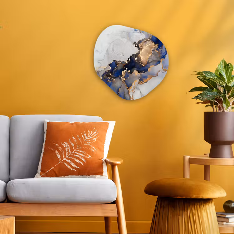 Organisch schilderij - Forex - Marmer - Blauw - Goud — 3