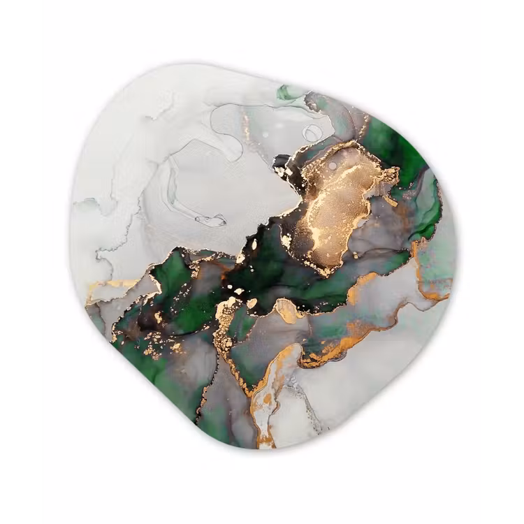 Organisch schilderij - Forex - Marmer - Goud - Groen - Luxe — 1