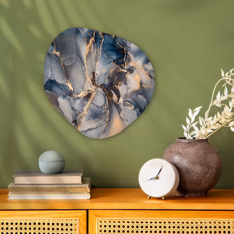 Organisch schilderij - Forex - Marmer - Grijs - Blauw - Luxe - Goud — 2