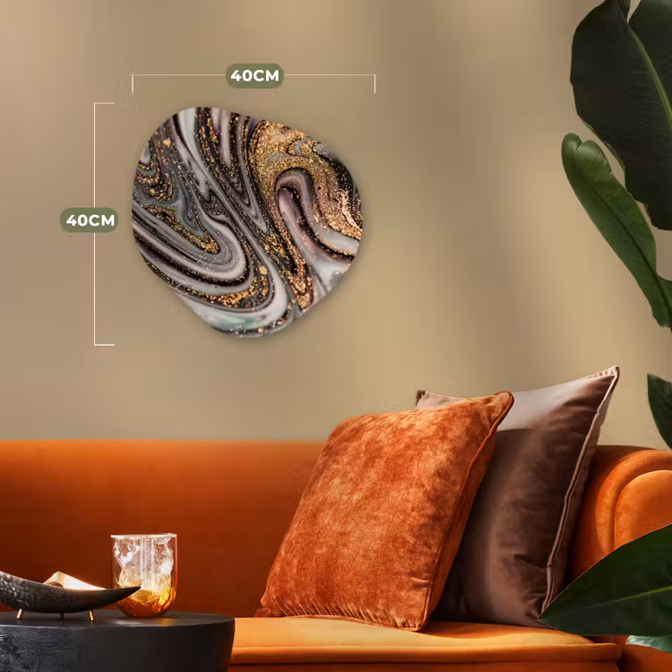 Organisch schilderij - Forex - Marmerlook - Goud - Glitter - Luxe - Marmer - Wit — 4