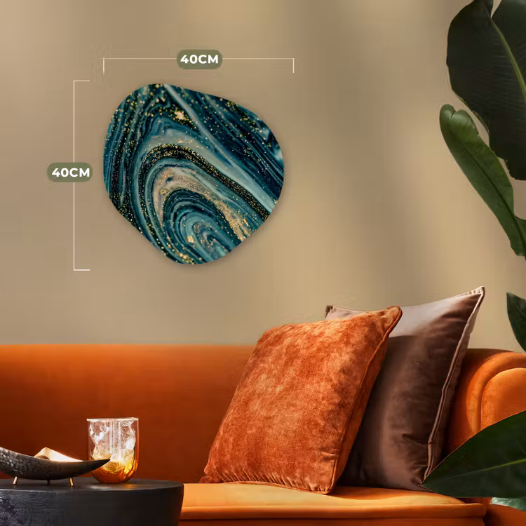 Organisch schilderij - Forex - Marmerlook - Luxe - Goud - Turquoise - Glitter — 4