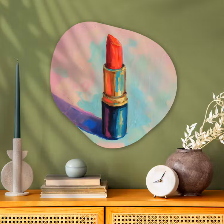 Organisch schilderij - Glas - Lippenstift - Rood - Penseelstreken — 2